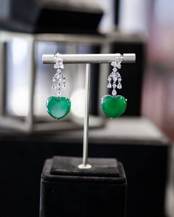 Jadeite Heart Earrings No. 01