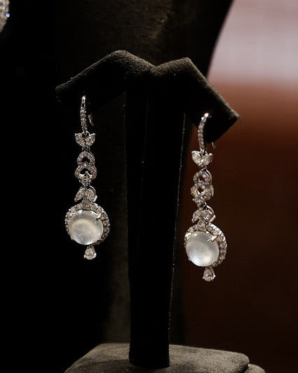 White Jadeite Drop Earrings No. 03