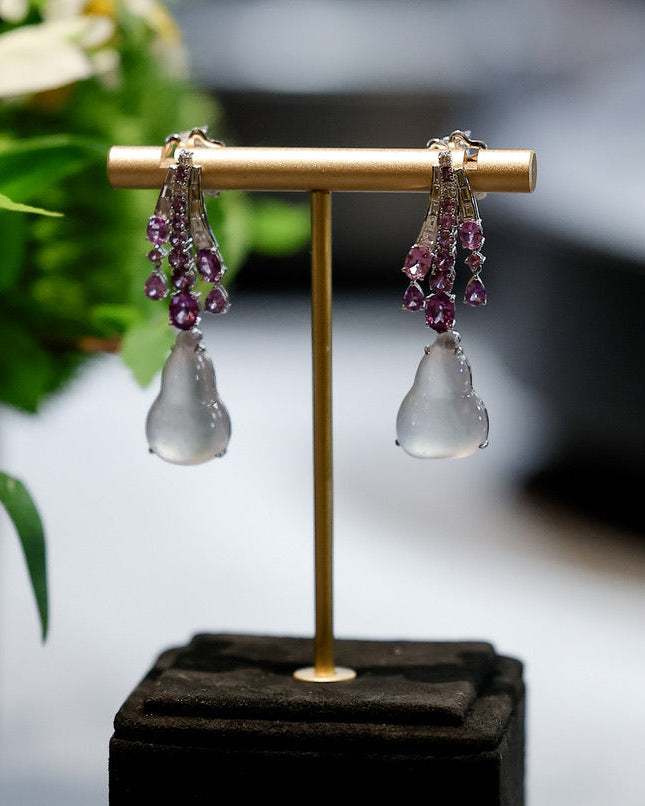 White Jadeite Drop Earrings No. 02