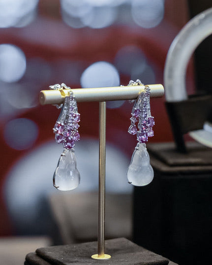 White Jadeite Drop Earrings No. 02