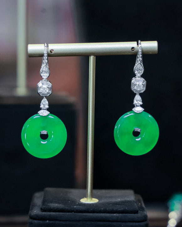 Jadeite Peace Buckle Drop Earrings No. 02