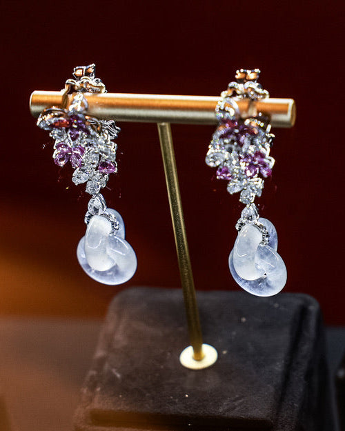 White Jadeite Drop Earrings No. 01