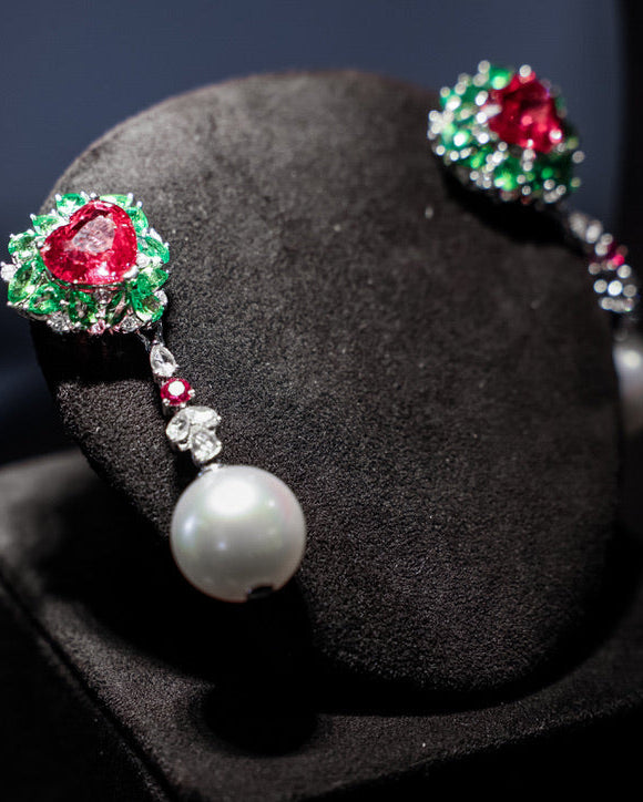 Spinel Pearl Earrings No. 01