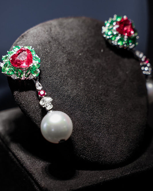 Spinel Pearl Earrings No. 01