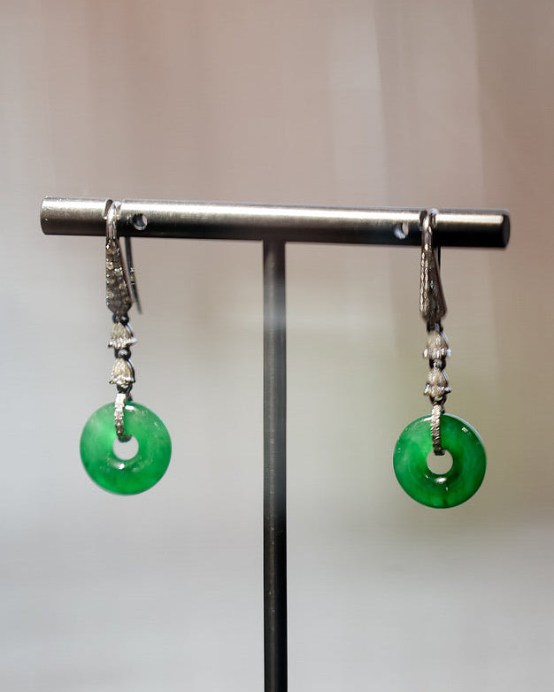 Jadeite Peace Buckle Drop Earrings No. 03