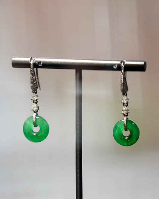 Jadeite Peace Buckle Drop Earrings No. 03