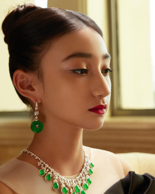 Jadeite Peace Buckle Drop Earrings No. 02