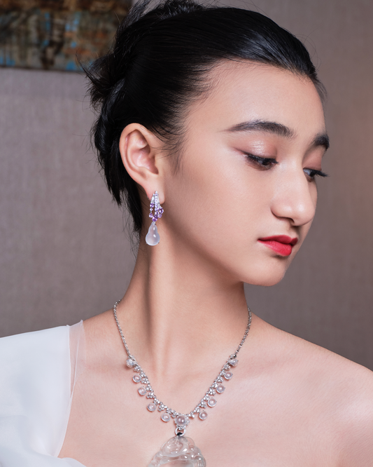White Jadeite Drop Earrings No. 02